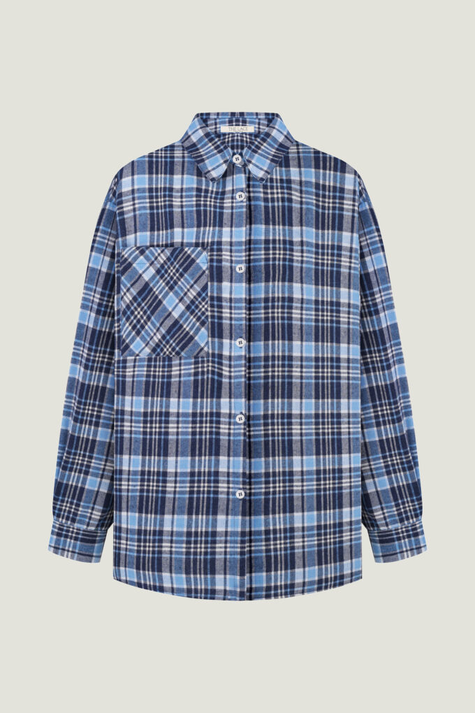 Blue shirt with patch pocket in a light blue check photo 5