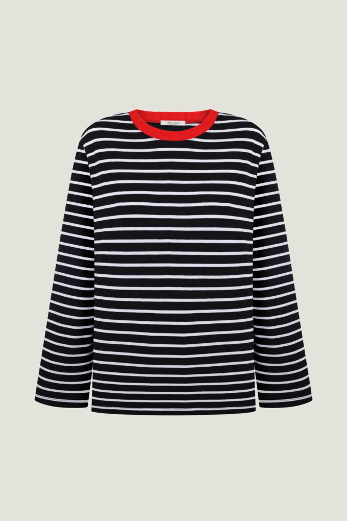 Black Longsleeve with stripes and red neck in black photo 4