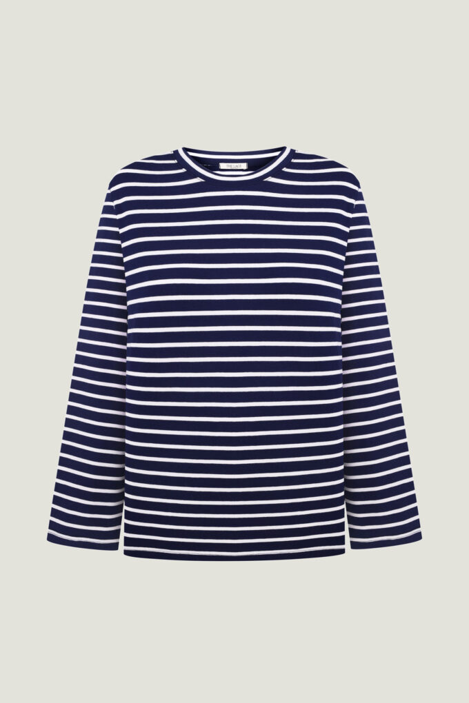 Longsleeve with a thin stripes in blue photo 4