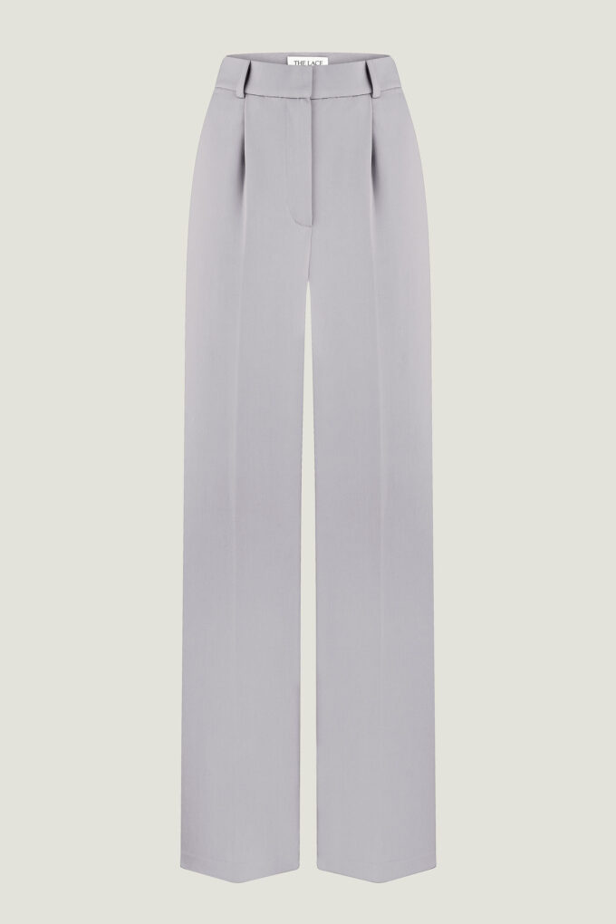 Gray-beige wool palazzo pants photo 4