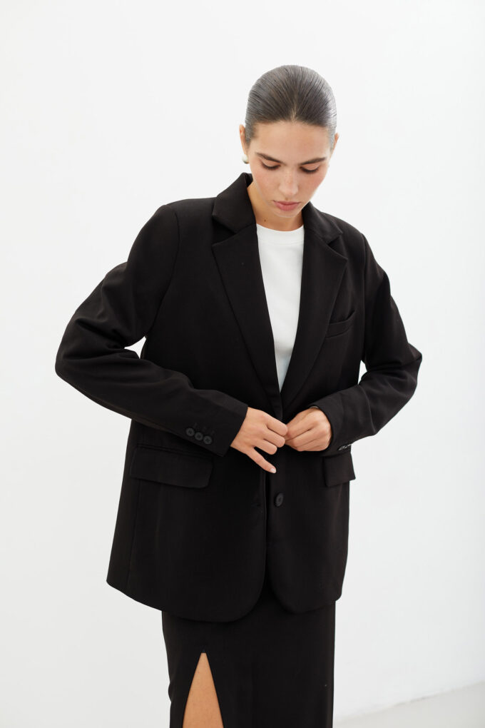 Black single-breasted blazer photo 2