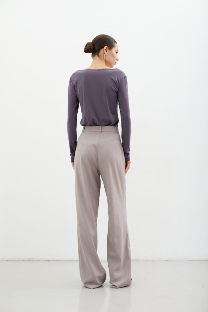 Gray-beige wool palazzo pants photo 2