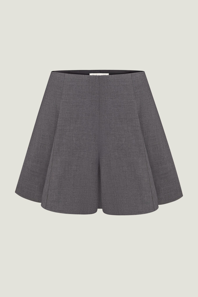 Dark gray mini skirt with added wool and voluminous pleats photo 4