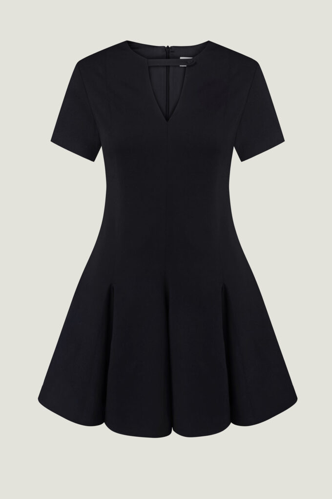 Mini dress with added wool and voluminous pleats in black photo 5