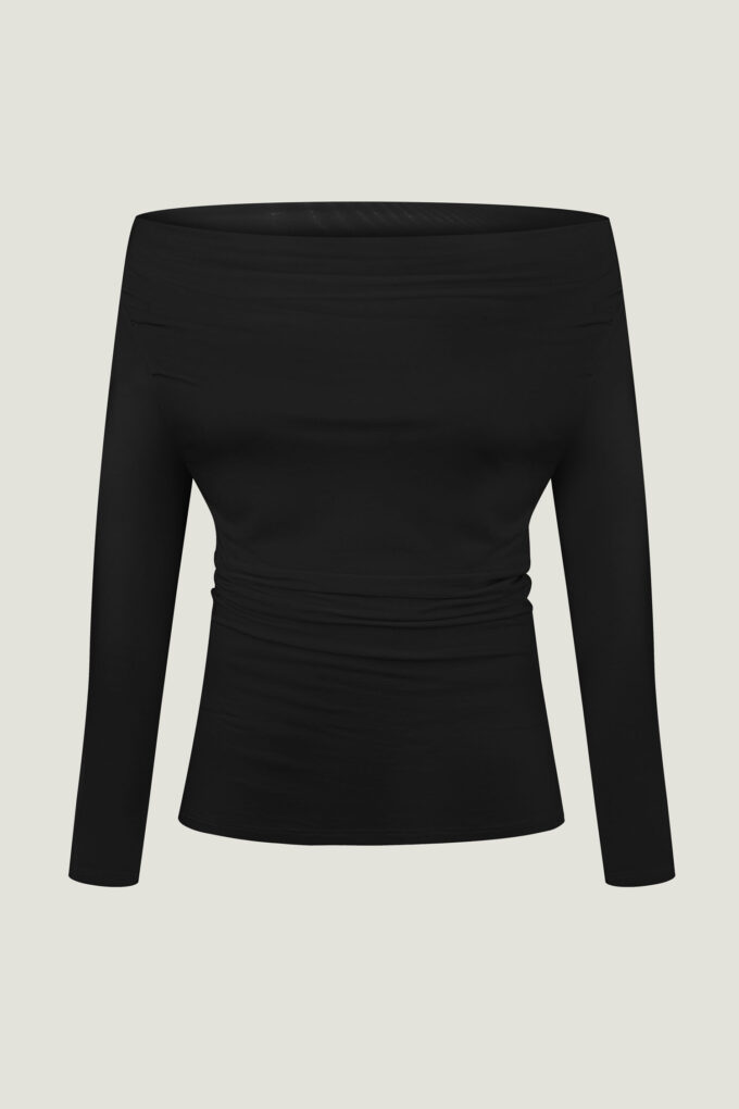 Black ultralight modal draped longsleeve photo 2