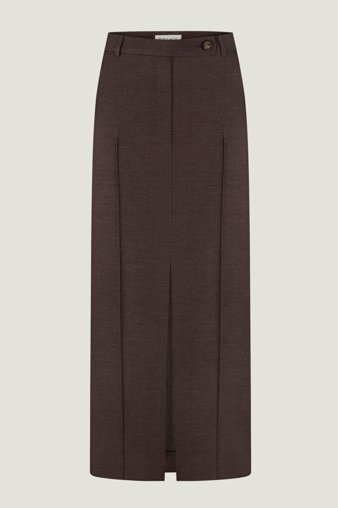 Woolen midi skirt in chocolate photo 7