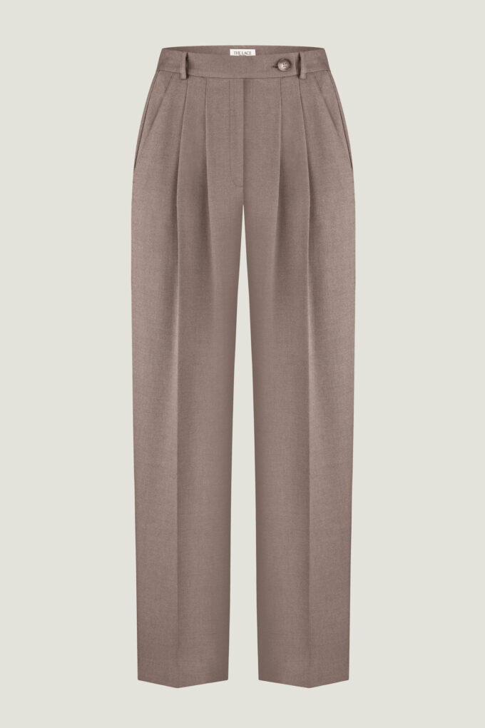 Beige woolen pants with a pinch photo 5