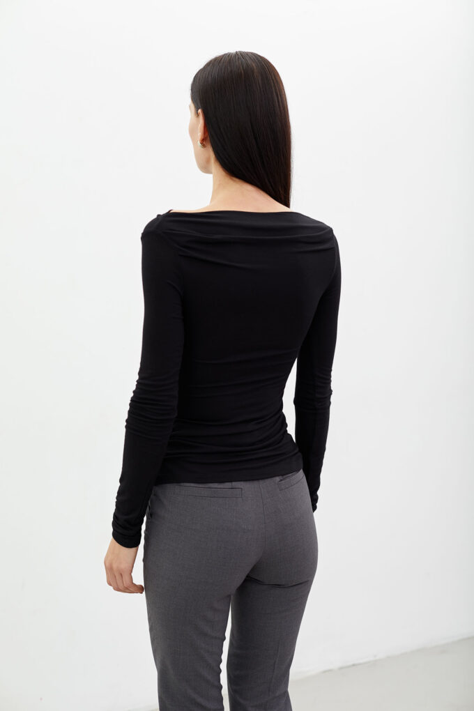 Black ultralight modal draped longsleeve photo 3