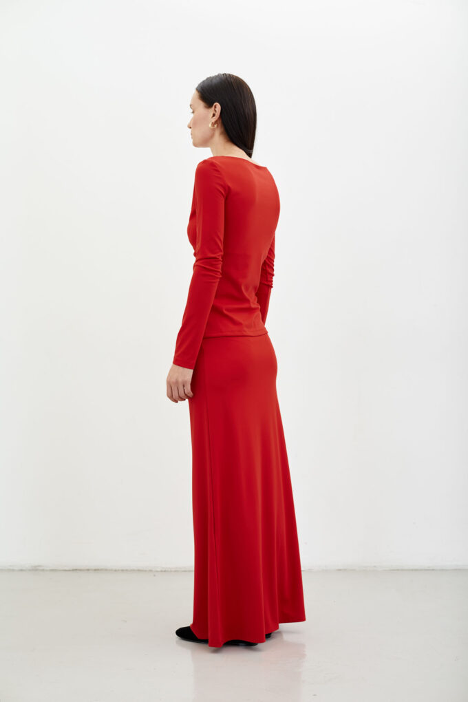 Red silhouette maxi skirt photo 2