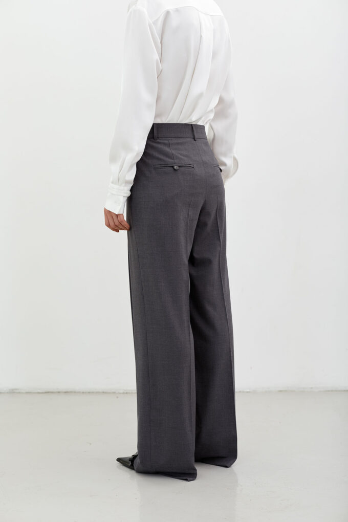 Pants with added wool and corsage belt in dark gray photo 4