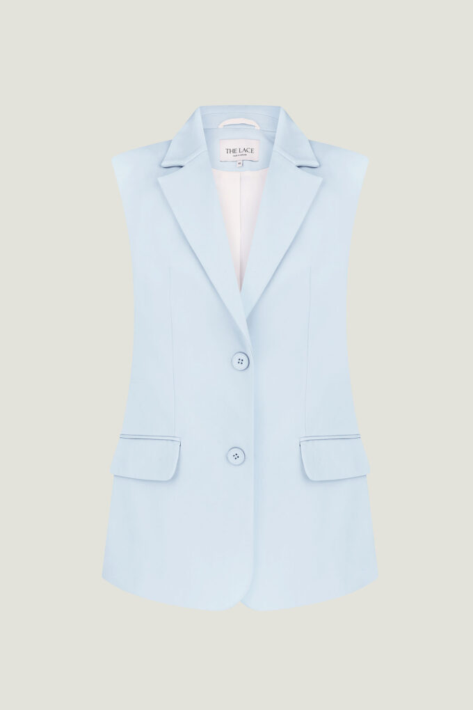 Elongated vest in light blue photo 7