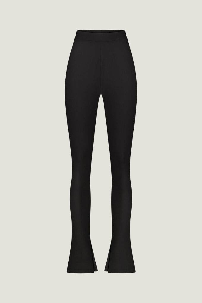 Black ribbed slit leggings photo 8