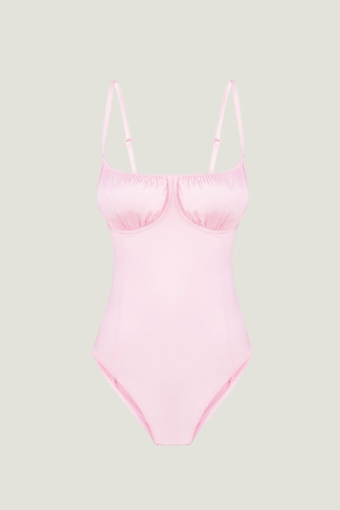 Pink satin bodysuit photo 10