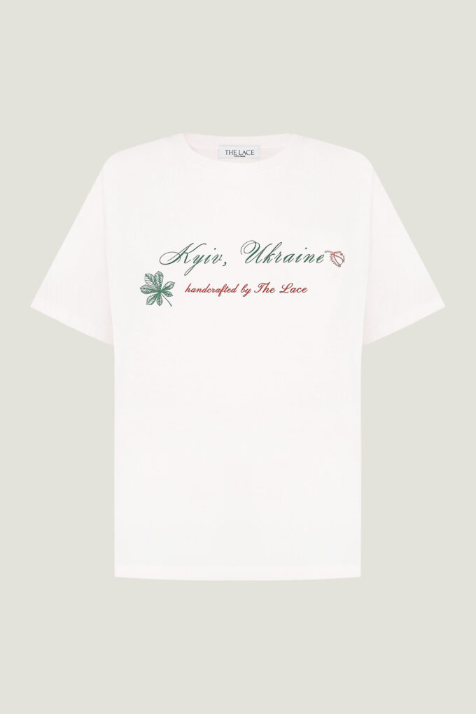 Oversized T-shirt with "Kyiv" print in milk photo 7