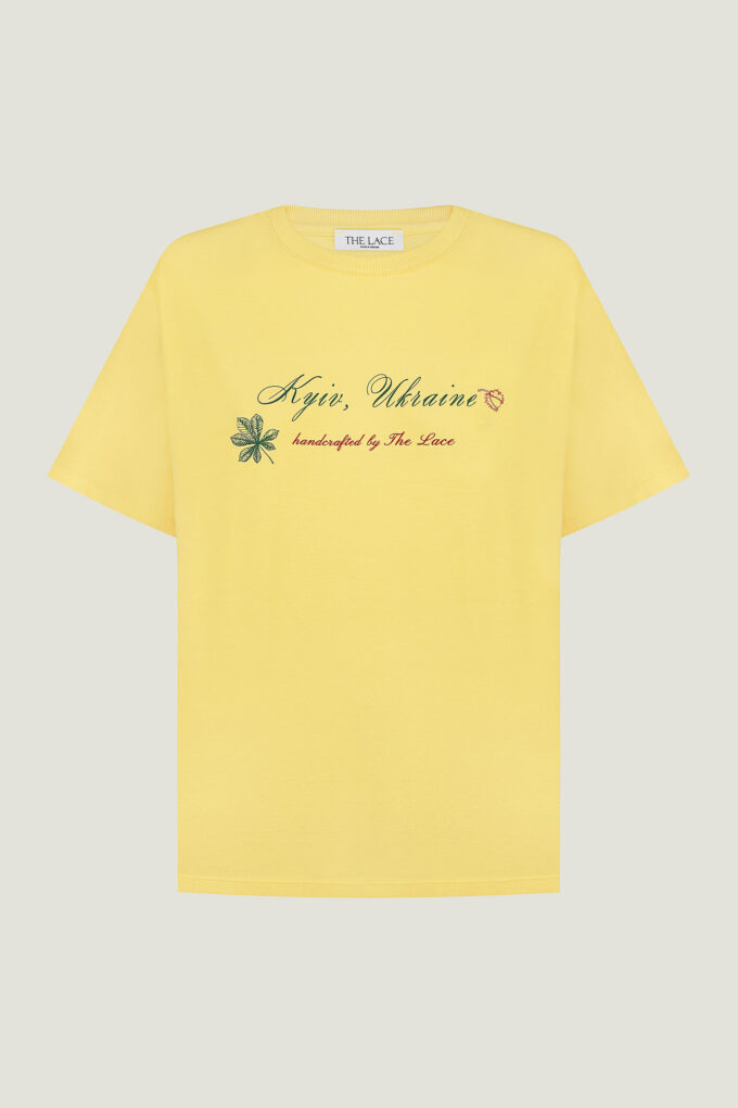Oversized T-shirt with "Kyiv" print in lemon photo 7