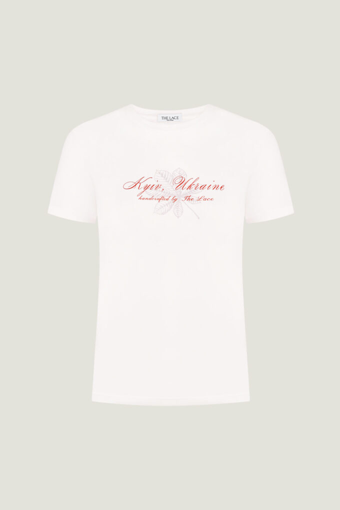 Silhouette T-shirt with "Kyiv" print in milk photo 7