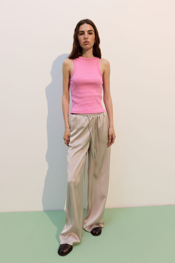 Pearl satin pants with drawstring photo 4