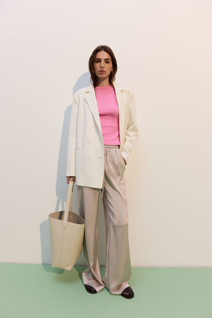 Pearl satin pants with drawstring photo 5