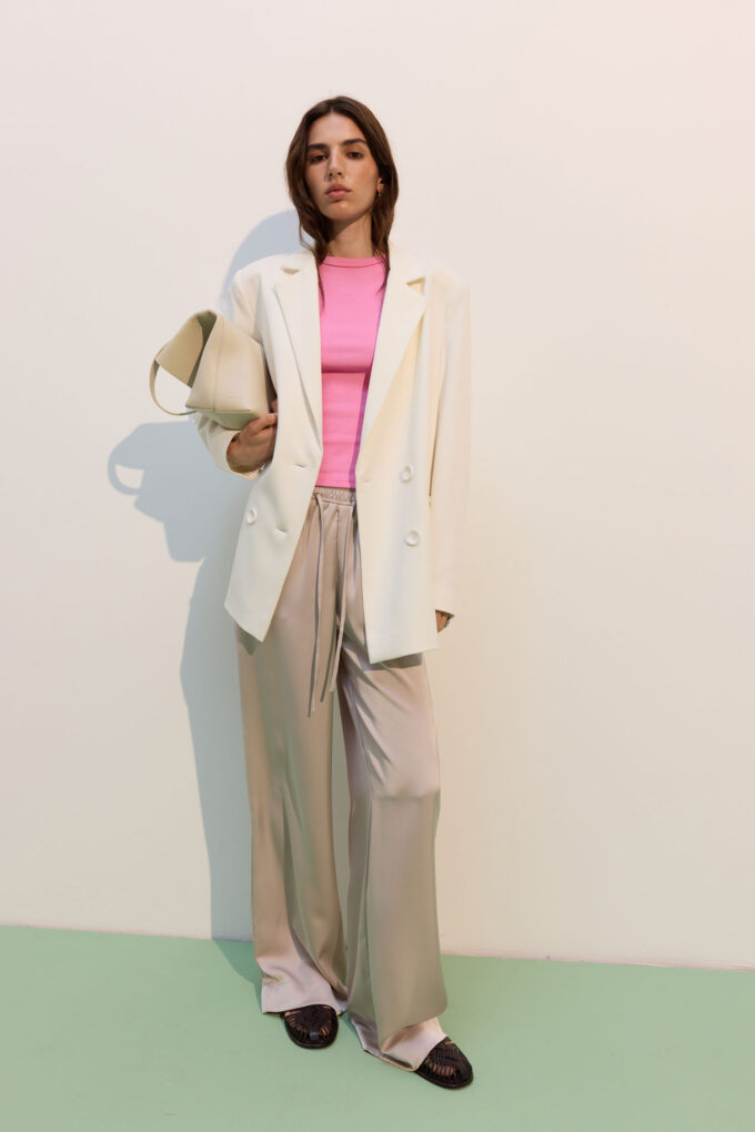 Pearl satin pants with drawstring photo 7