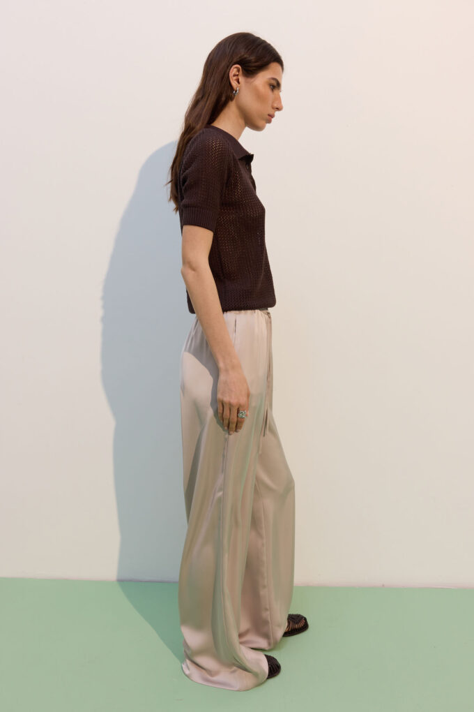 Knitted polo shirt in chocolate photo 6