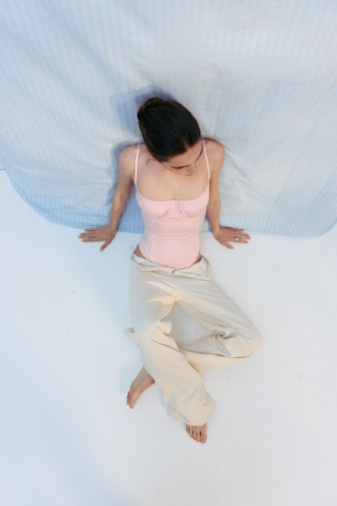 Pink satin bodysuit photo 5