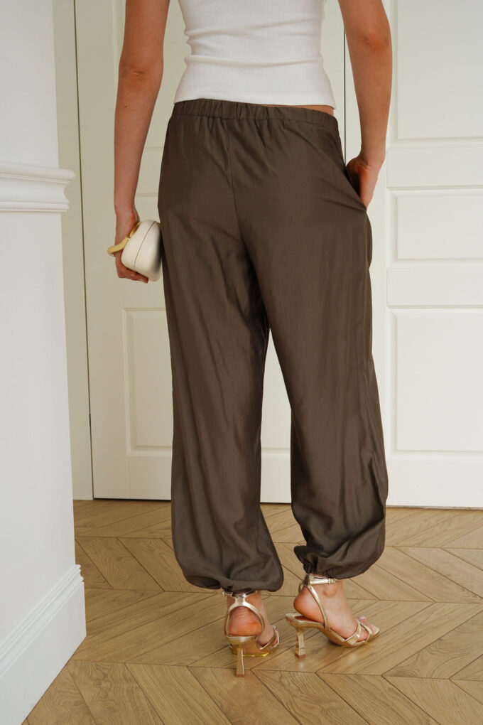 Brown tencel voluminous pants photo 7