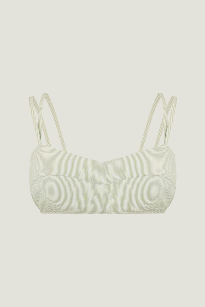 Top bra with ties in a thin matcha stripe photo 7