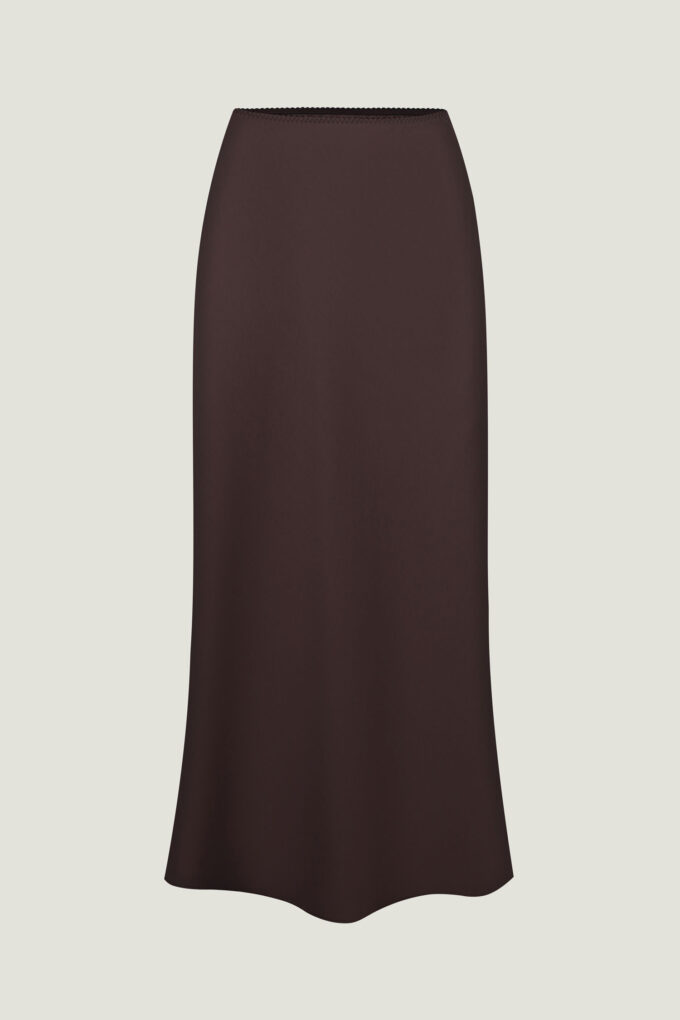Satin midi skirt in chocolate photo 8