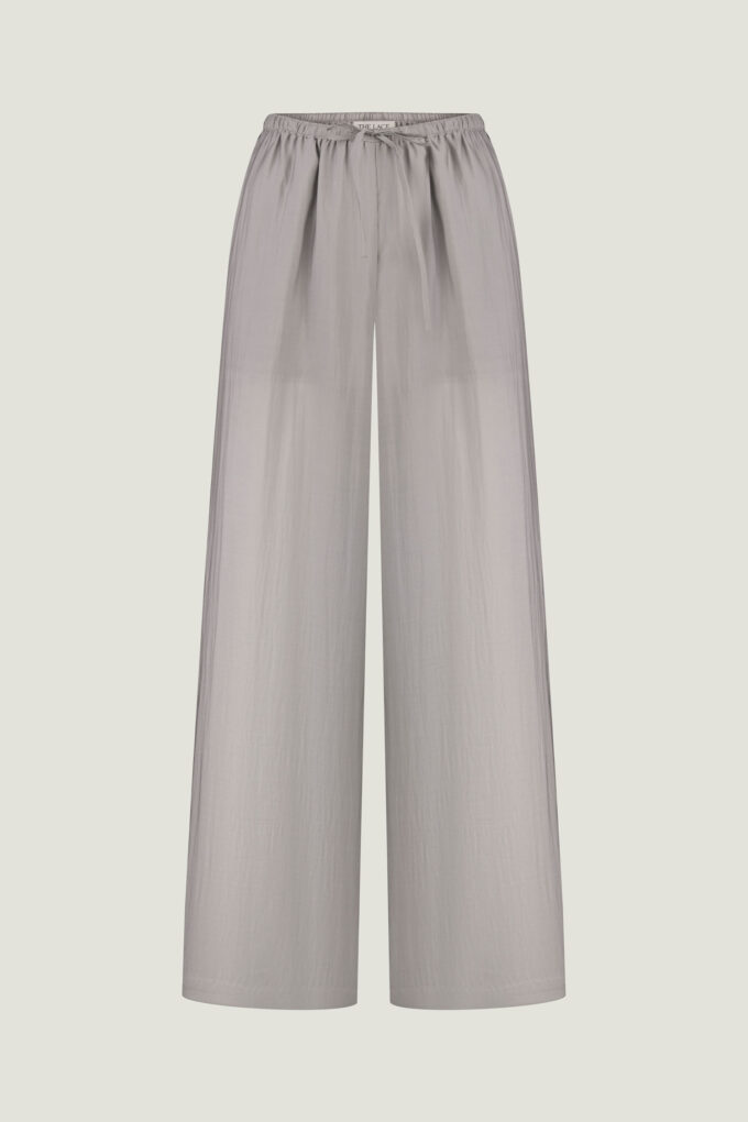 Tencel pants with drawstring in gray photo 6