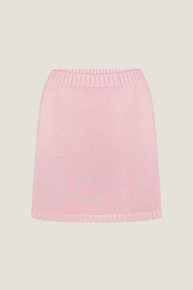 Pink straight-cut knitted mini skirt photo 6