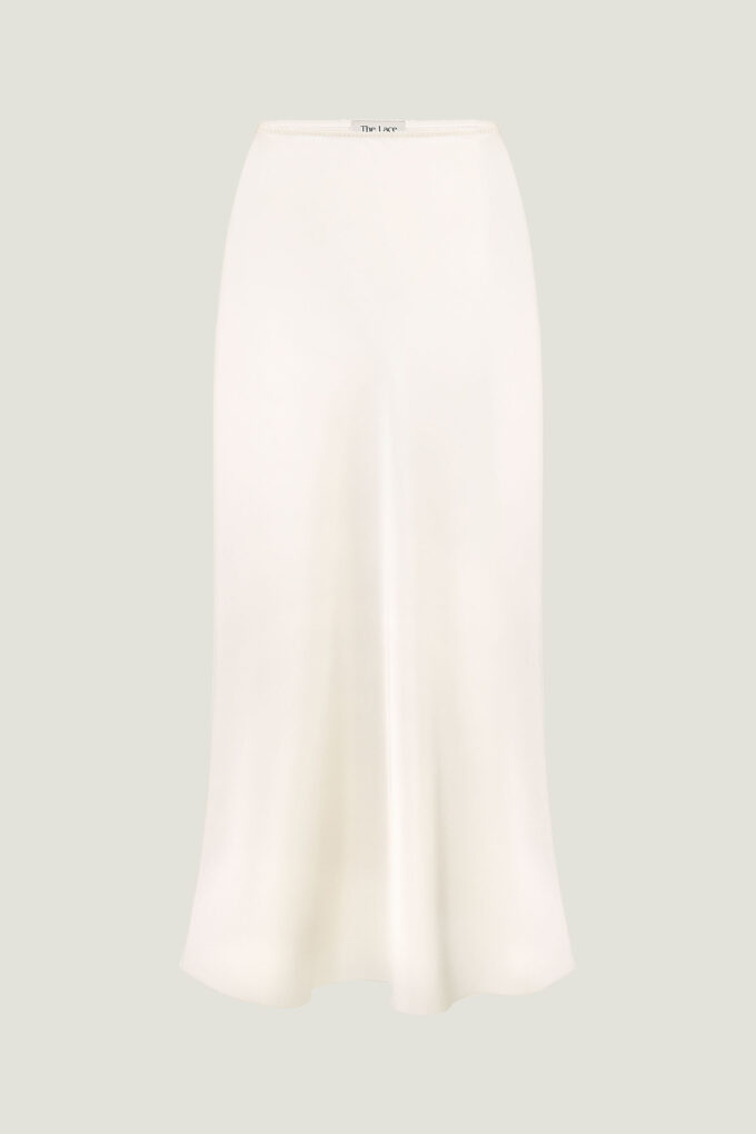 Satin midi skirt in milky photo 7