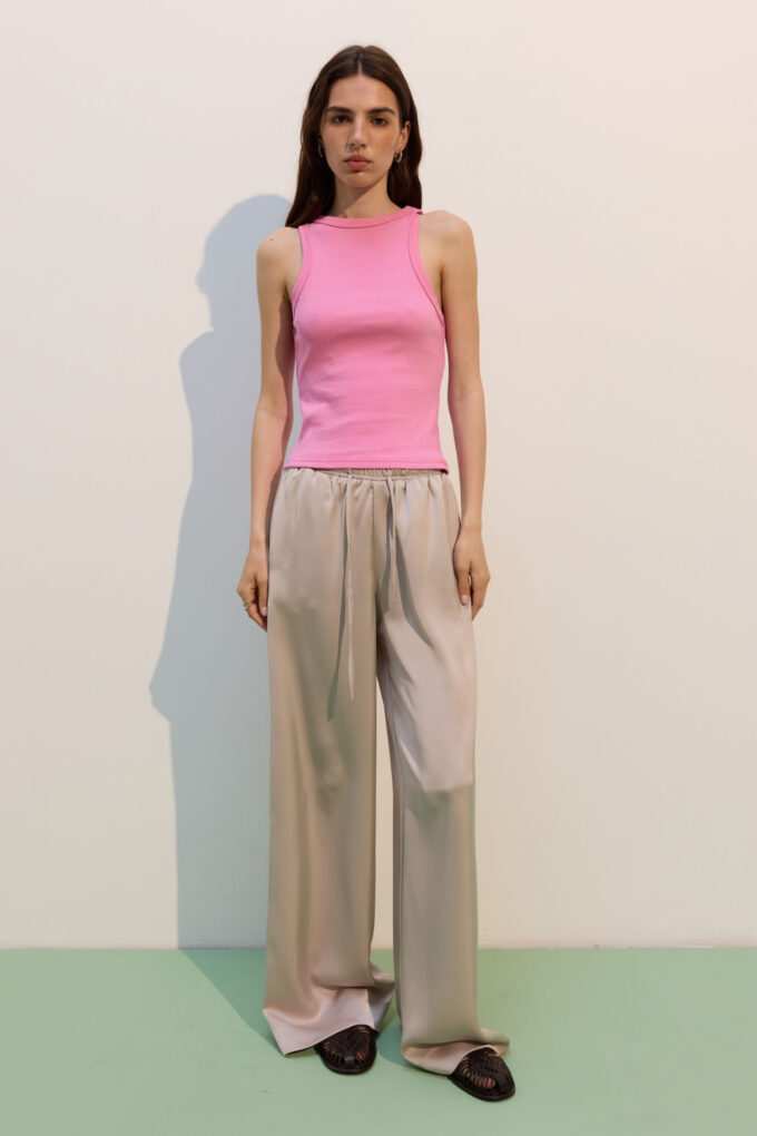 Pearl satin pants with drawstring photo 2