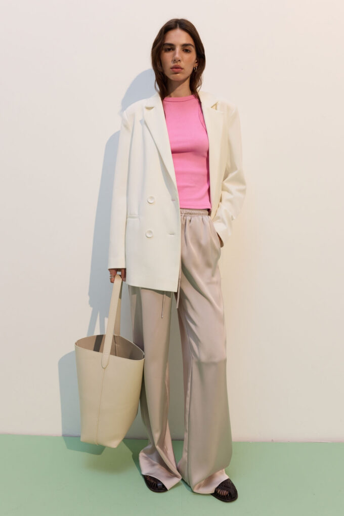 Pearl satin pants with drawstring photo 5