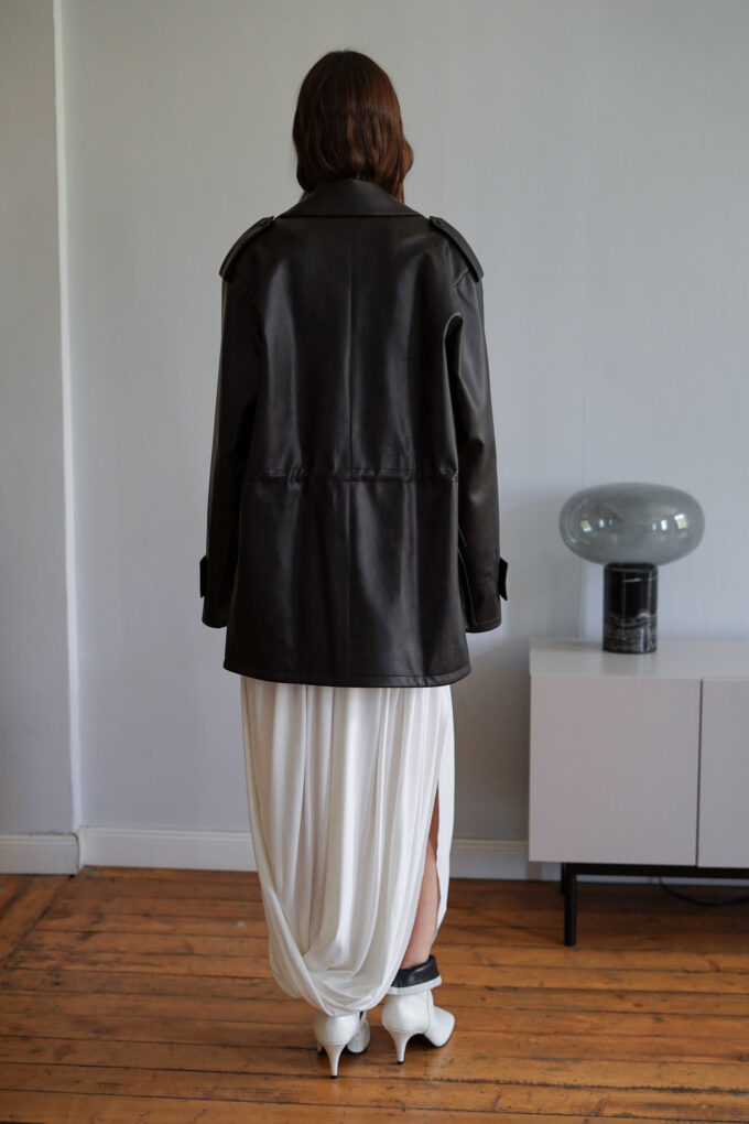 Куртка з еко-шкіри utility blazer чорна фото 3