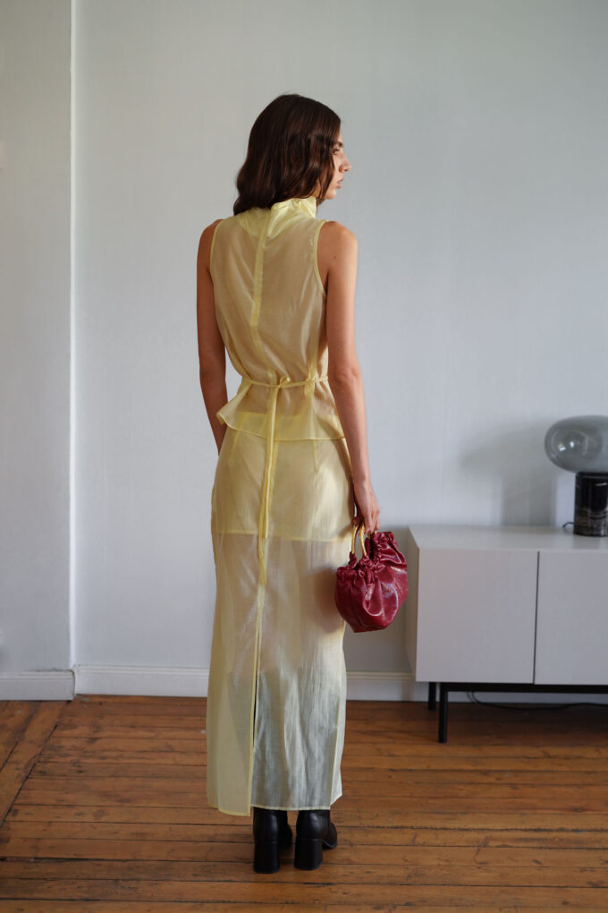 Translucent tencel maxi skirt in lemon photo 3