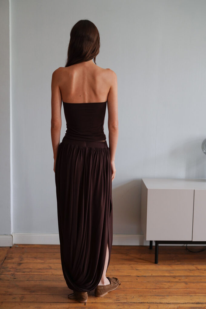 Elongated bandeau top in chocolate photo 4