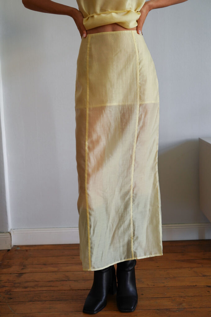 Translucent tencel maxi skirt in lemon photo 5