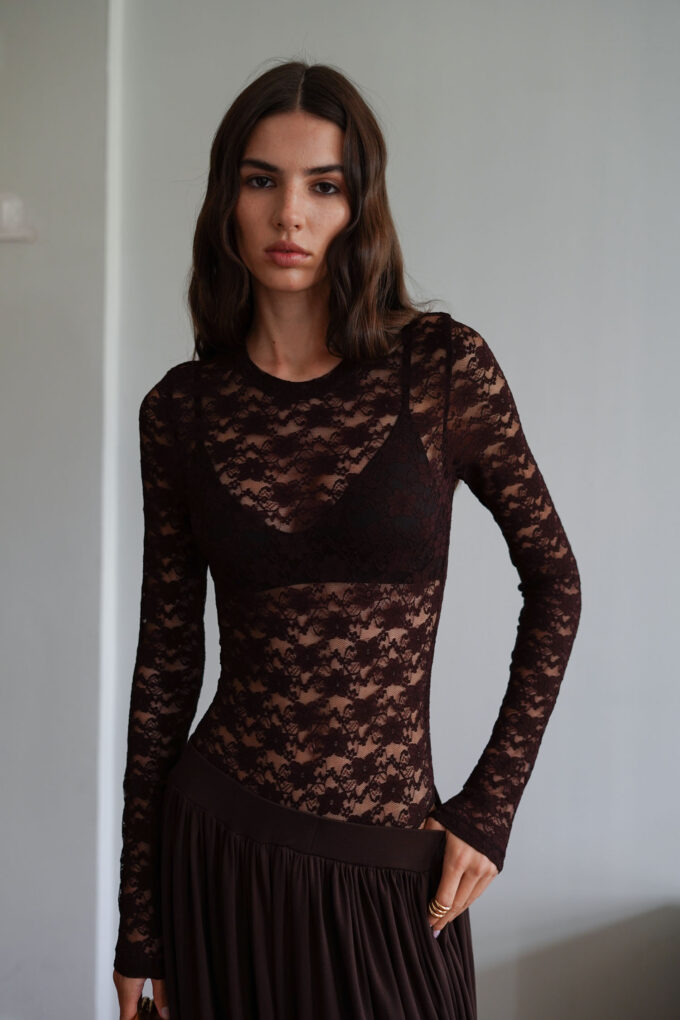 Боді з гіпюру шоколадне - The Lace