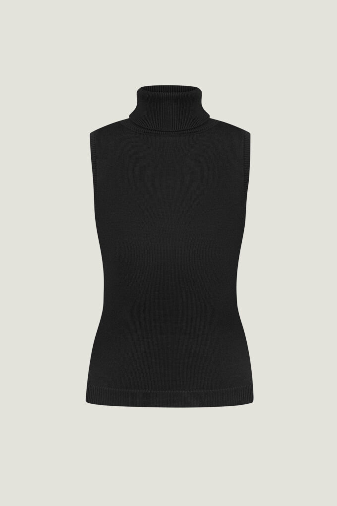 Knitted top with high neck in black photo 6