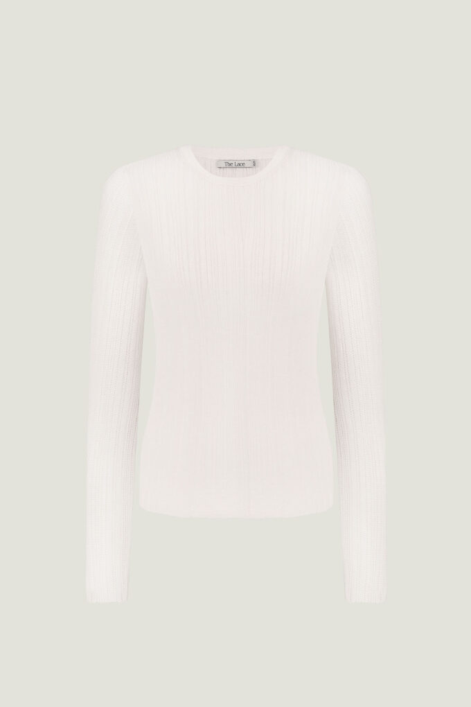 Translucent textured jumper in milk photo 6