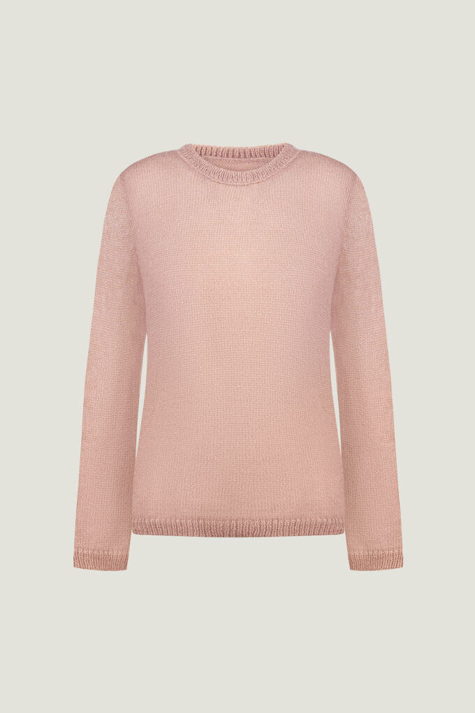 Translucent jumper made of ultra-soft kidmohair yarn in beige photo 9