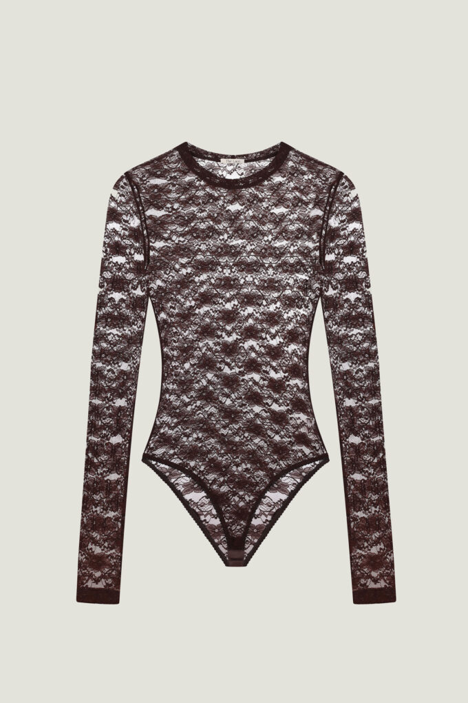 Guipure bodysuit in chocolate photo 6