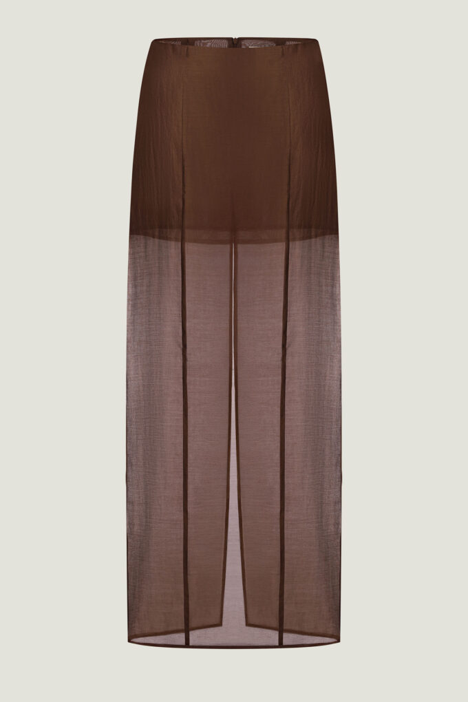 Translucent tencel maxi skirt in chocolate photo 6