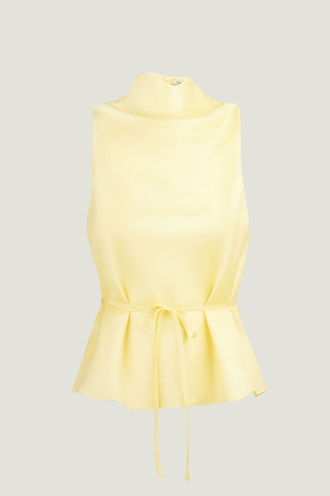 Tencel top with thin belt in lemon photo 5
