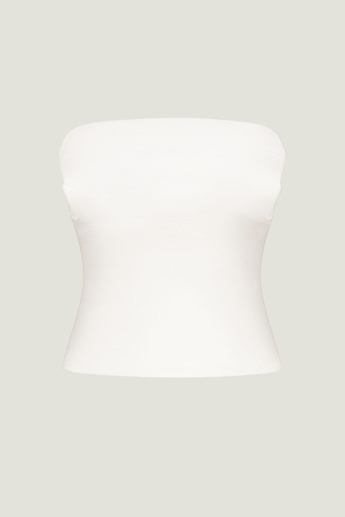 Elongated bandeau top in milk photo 5