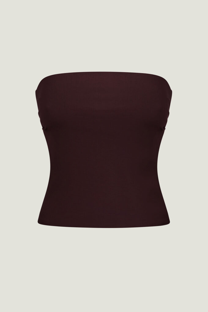 Elongated bandeau top in chocolate photo 7