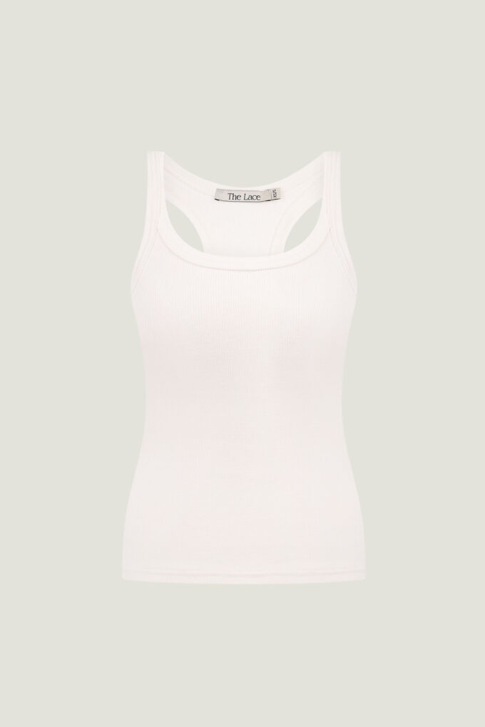 Ribbed halter top in milky color photo 6