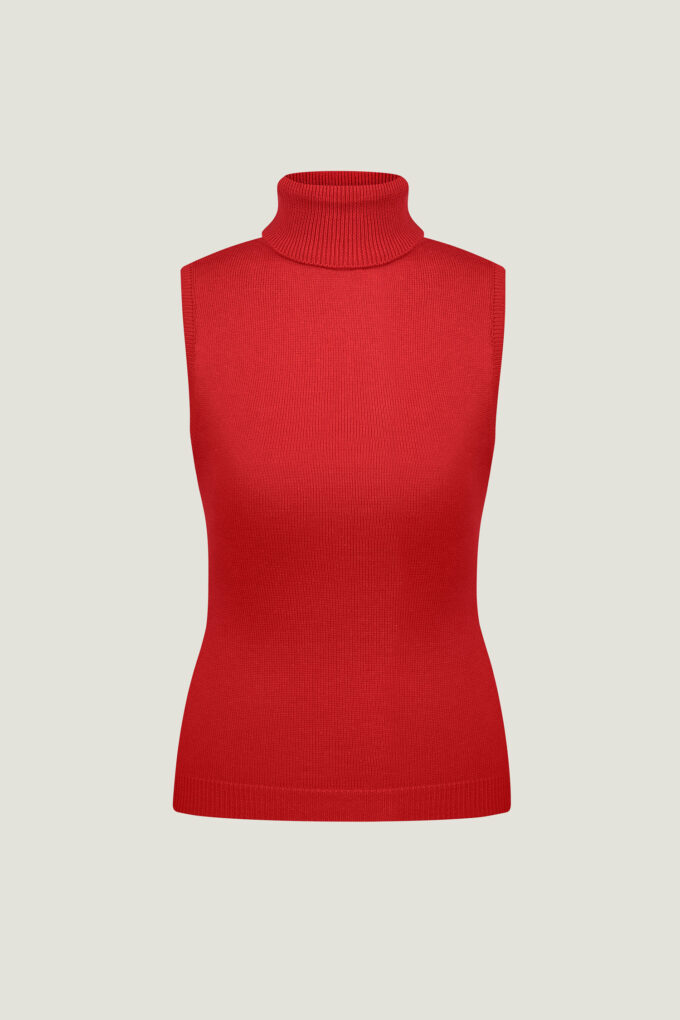 Knitted top with high neck in red photo 6