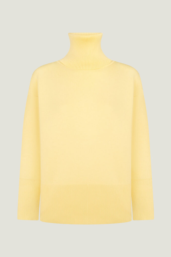Lemon knitted sweater with voluminous neck photo 5