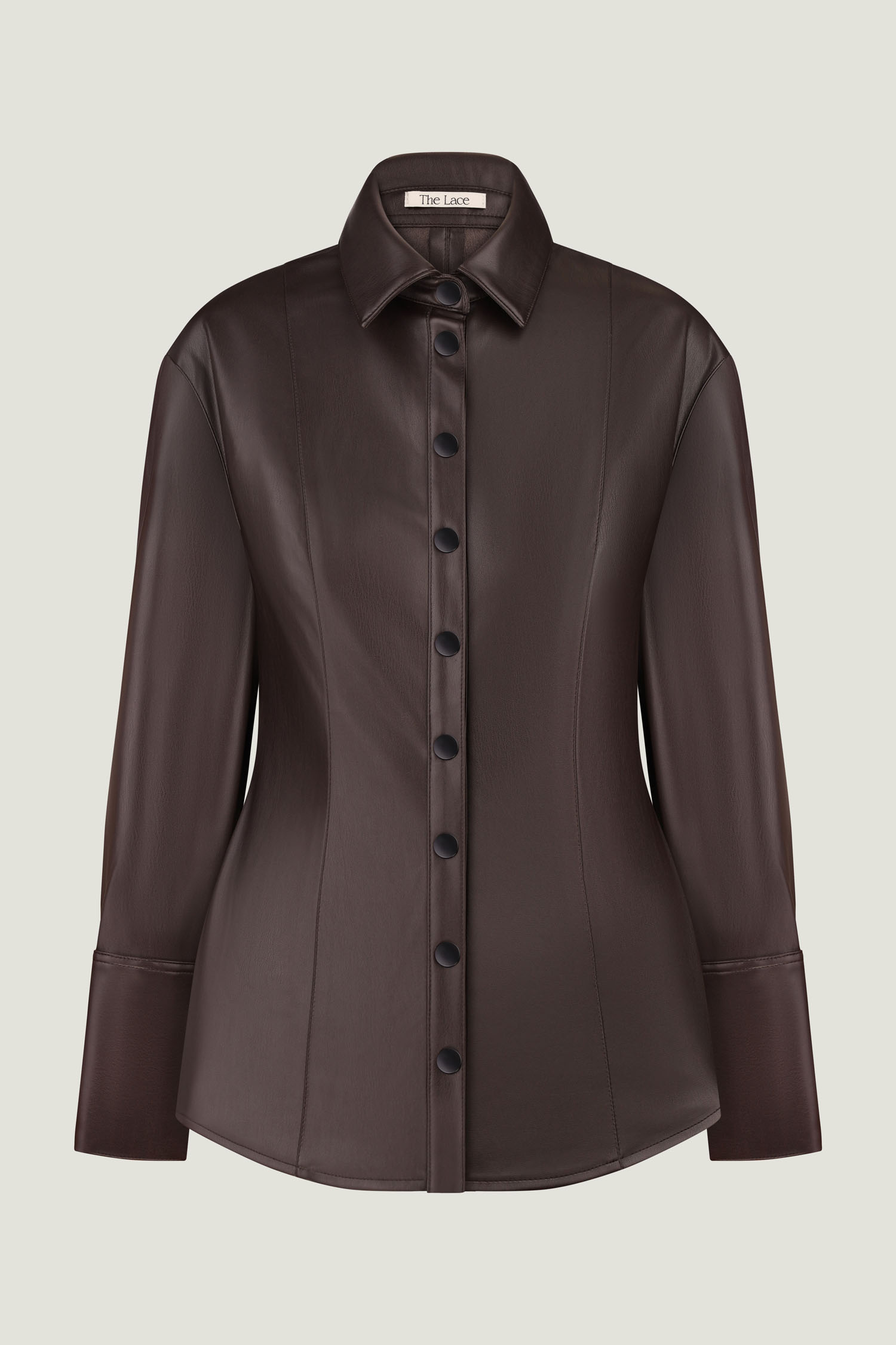 Сорочка з еко-шкіри приталена шоколадна - The Lace photo 442994 Сорочка з еко-шкіри приталена шоколадна - The Lace photo 442994
